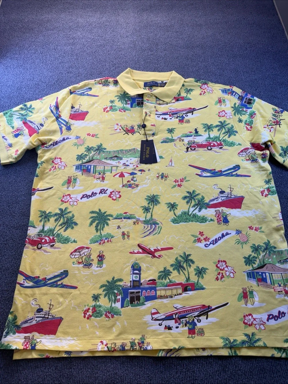 Polo by Ralph Lauren Yellow Tropical Print Polo